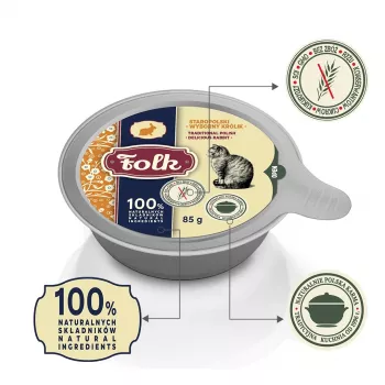 FOLK Tradicionāls poļu garšīgs trusis - slapjš kaķu barība - 85g
