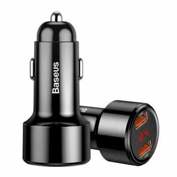 Baseus CCMLC20A-01 auto USB ātrais lādētājs — viedtālruņiem, ieeja 12–24V, izeja līdz 20V, melns