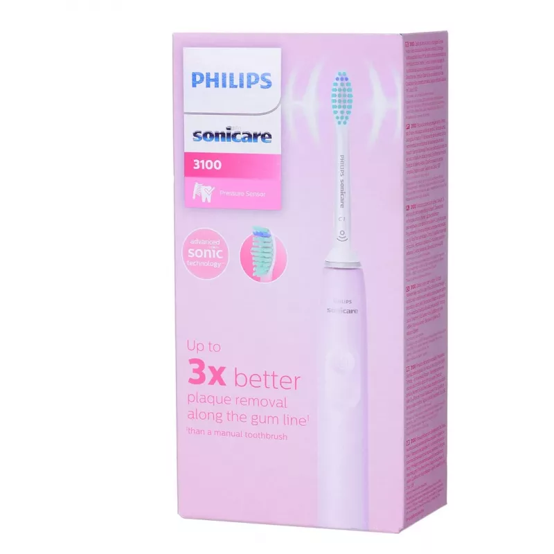 Sonic zobu birste Philips 3100 sērija HX3671/11 ar spiediena sensoru, iebūvētu Li‑Ion akumulatoru, 1 birstes uzgalis, balta/roza