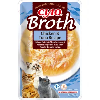 Mitrs kaķu gardums INABA Ciao Broth Chicken & Tuna 40 g