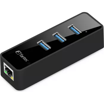 Fantec UMP-3UE1000 - Tīkla adapteris - USB 3.0 - Gigabit Ethernet x 1 + USB 3.0 x 3 - Melns (1959)