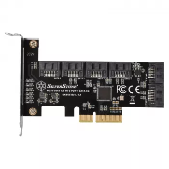 SILVERSTONE Serial ATA kontrolleris SST-ECS06 — PCIe karte ar 6 SATA portiem