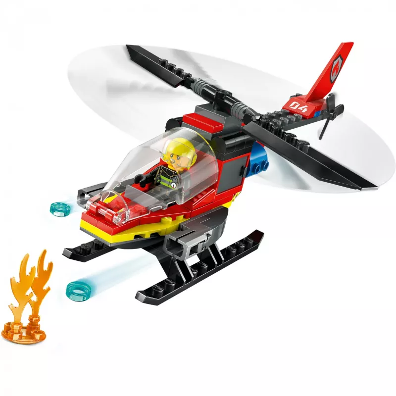 LEGO City Ugunsdzēsēju helikopters 60411 konstruktors, 85 detaļas, rotējoši rotori, 1 minifigūra, vecums 5+ (220×90×60 mm)