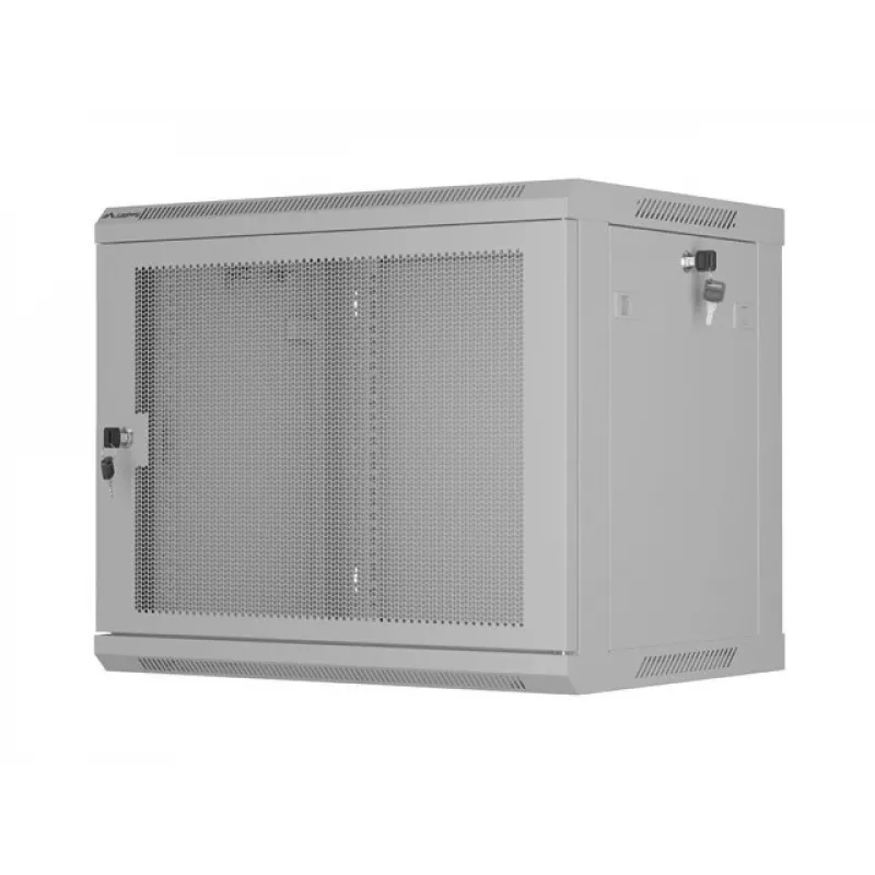 Lanberg WF01 19 inch 9U 600x450 pelēks sienas stiprinājuma skapis ar perforētām durvīm