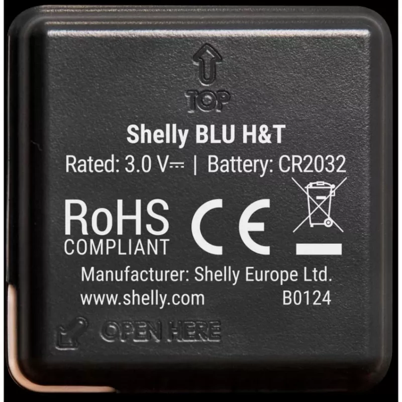 Shelly BLU H&T Temperatūras un mitruma sensors (Melns)