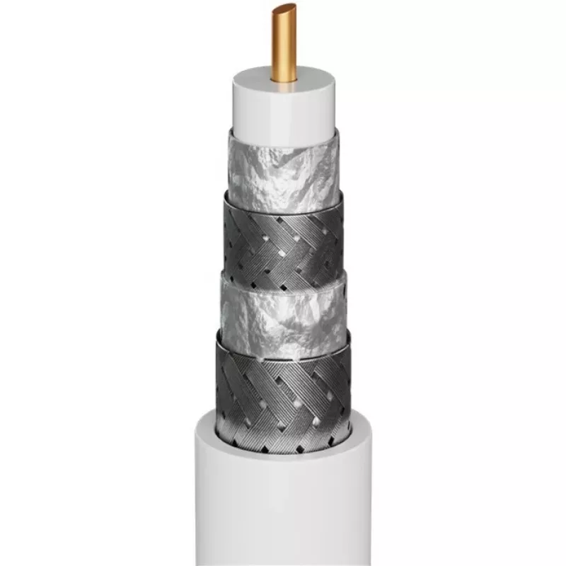 Goobay TV antennas kabelis (135 dB tips), 4x ekranēts, 2 m, melns - apzeltīts, Koax ligzda > Koax spraudnis (70367)