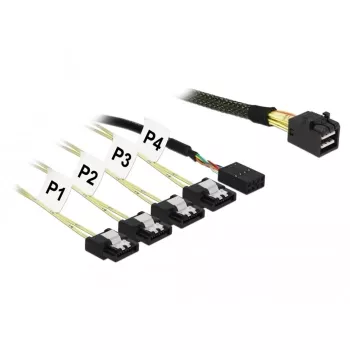 SAS kabelis DeLOCK 85732, Mini SAS HD SFF-8643 uz 4x SATA 6 Gb/s, 1 m