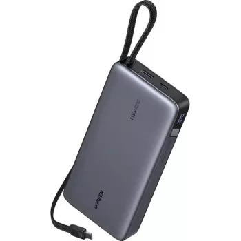 Power bank UGREEN Nexode PB552 25 000 mAh 165W ar 1×USB-A, 1×USB-C un integrētu USB-C kabeli (55995B)
