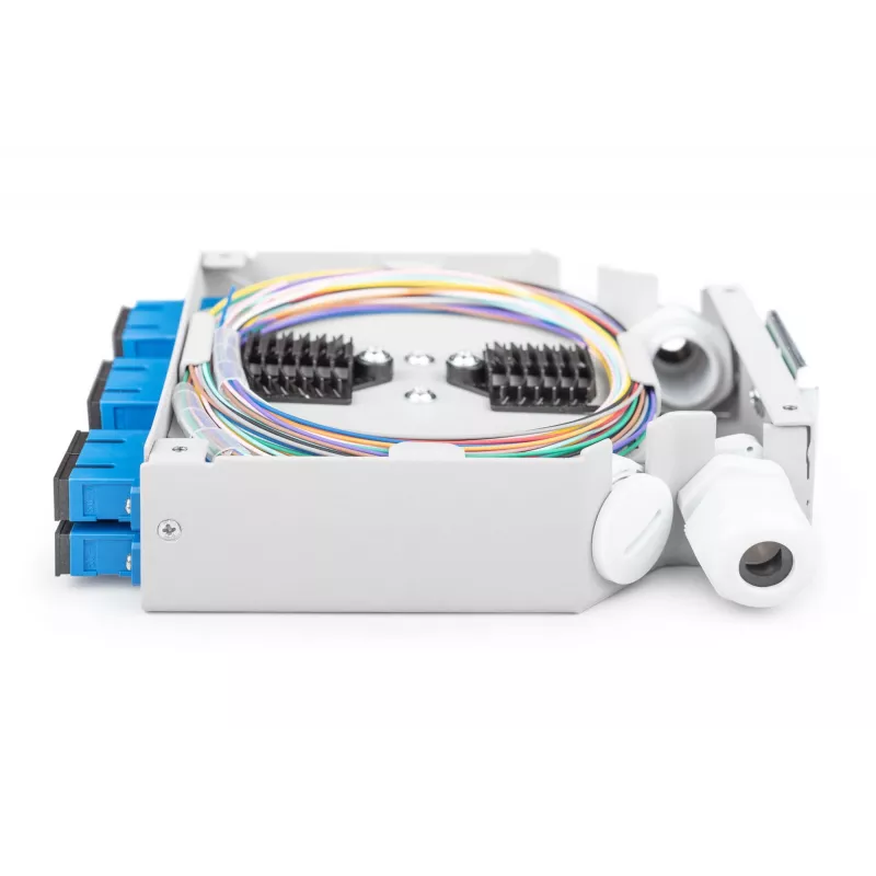 Optisko šķiedru DIN-sliedes kārba DIGITUS DN-963890, OS2, SC adapteris ar 2 m pigtail, tērauds, zili pelēka