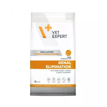 Sausā barība suņiem VETEXPERT Veterinary Diet Renal Elimination — pieaugušiem, truša garša, 8 kg, olbaltumvielas 15.8%, tauki 19.5%