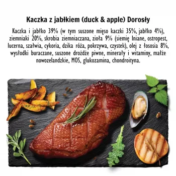 PAKA ZWIERZAKA Suņu barība ar pīli un ābolu M - sausā barība - 9kg