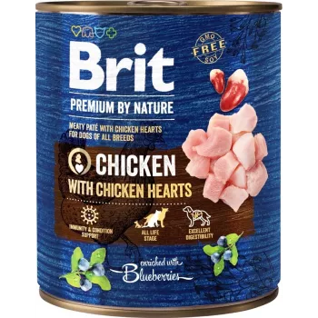 Slapjā suņu barība Brit Premium by Nature Vistas gaļa ar sirsniņām 800 g kārba