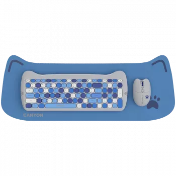 Bezvadu tastatūras un peles komplekts CANYON HSET-W6 Kitty Edition zils