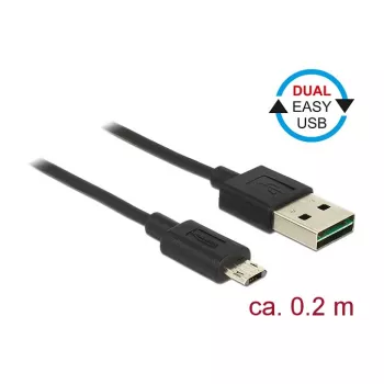 USB kabelis DeLOCK 84804 USB 2.0 0,2 m USB A Micro-USB B Melns