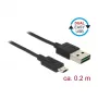 USB kabelis DeLOCK 84804 USB 2.0 0,2 m USB A Micro-USB B Melns