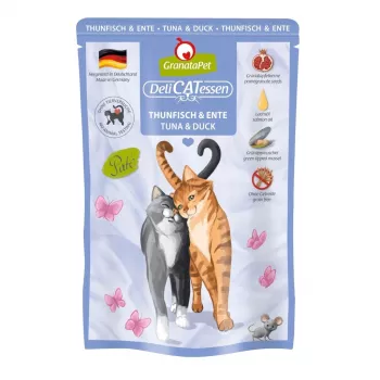 Slapjā kaķu barība Fox4Pets DeliCATessen Tuncis un Pīle 85 g paciņa, pilnvērtīga graudus nesaturoša pieaugušo diēta