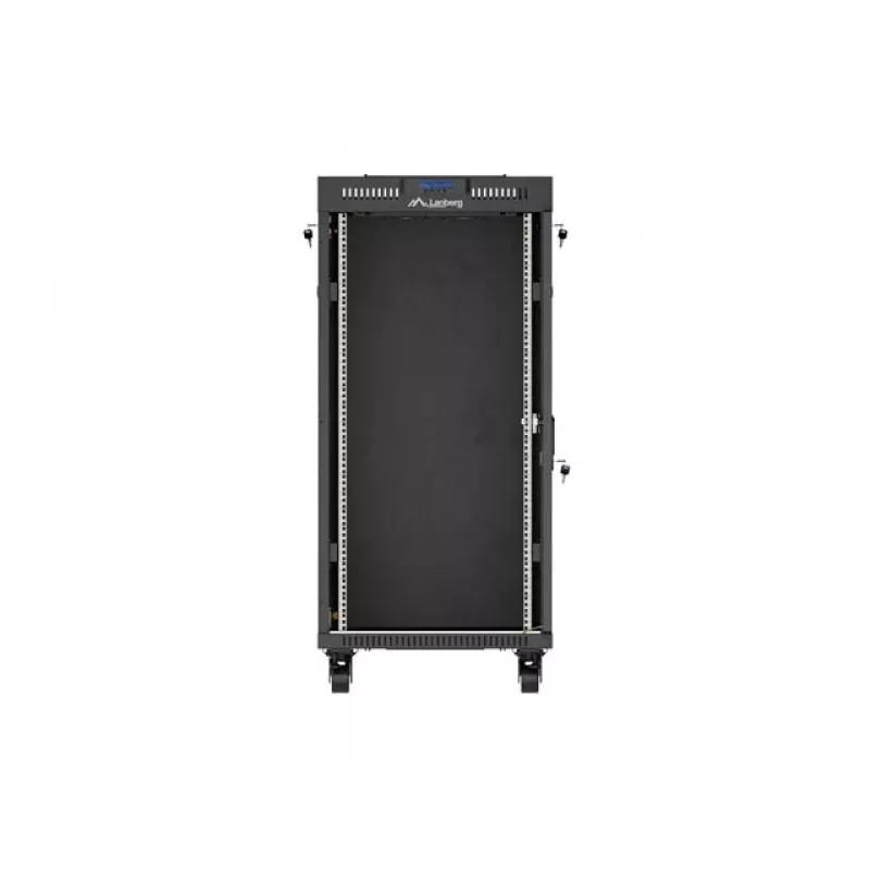 Tīkla skapis LANBERG 19 inch 24U 600x800 mm melns ar stikla durvīm un LCD izgriezumu (Flat Pack) v2