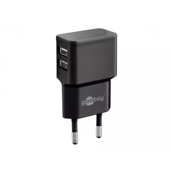Wentronic goobay Divu USB lādētājs - Barošanas bloks - 12 vati - 2,4 A - 2 izejas porti (USB) - Melns (44951)