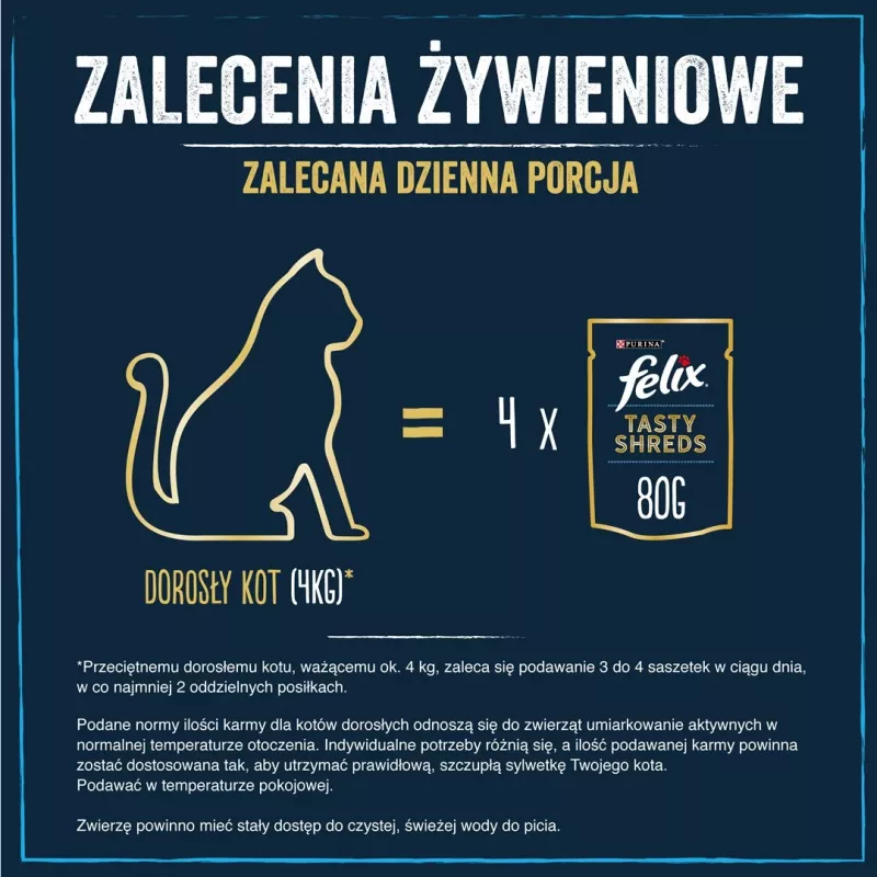 FELIX Tasty Shreds ar liellopu gaļu un vistu - 4x 80g