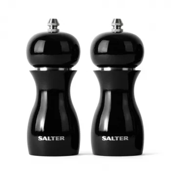 Salter 7613 BKXRA elektriskās sāls un piparu dzirnaviņas, spīdīgi melnas