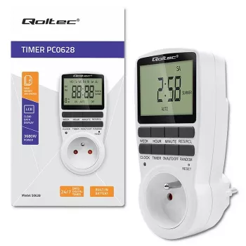 Elektroniskais taimeris QOLTEC PC0628 ar LCD displeju, 24 stundu atskaite