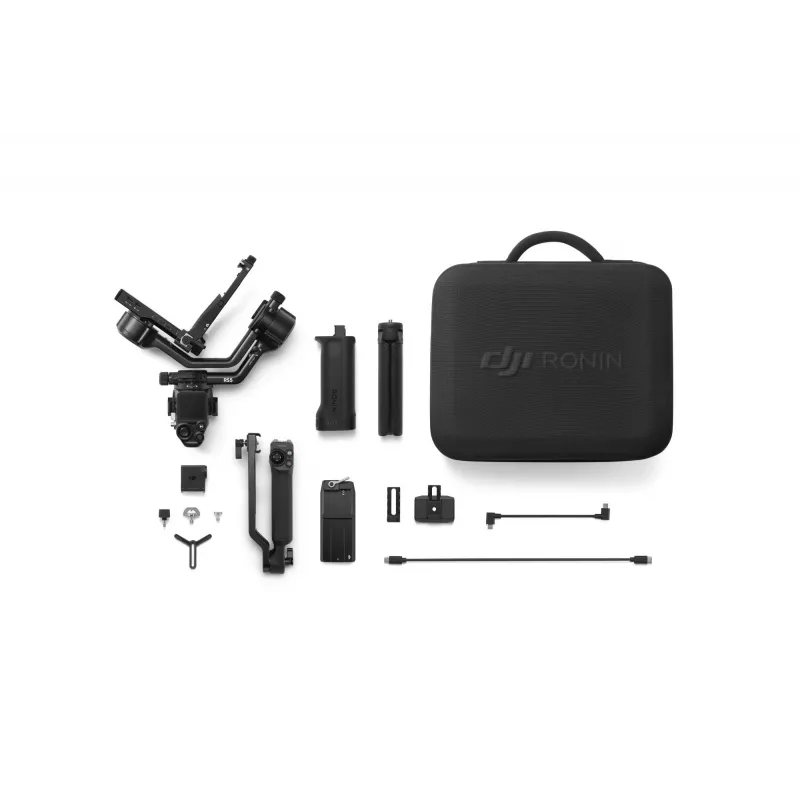 Rokas stabilizators kamerai DJI RS 5 Combo — alumīnijs, 30 h akumulators, 1.46 kg, melns