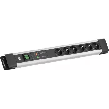 Pagarinātājs Bachmann CONNECTUS ar 6x CEE7/3 ligzdām, 1x GVS, 1x slēdzi, 2,0 m kabeli, pelēks