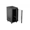 Tīkla skapis LANBERG 19 inch 24U 600x800 mm melns ar stikla durvīm un LCD izgriezumu (Flat Pack) v2