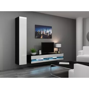 TV statīvs VIGO NEW 30/180/40, 1800×400×300 mm, melna virsma, skaidu plātnes rāmis