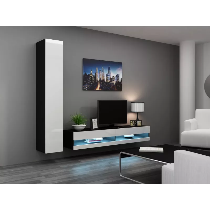 TV statīvs VIGO NEW 30/180/40, 1800×400×300 mm, melna virsma, skaidu plātnes rāmis