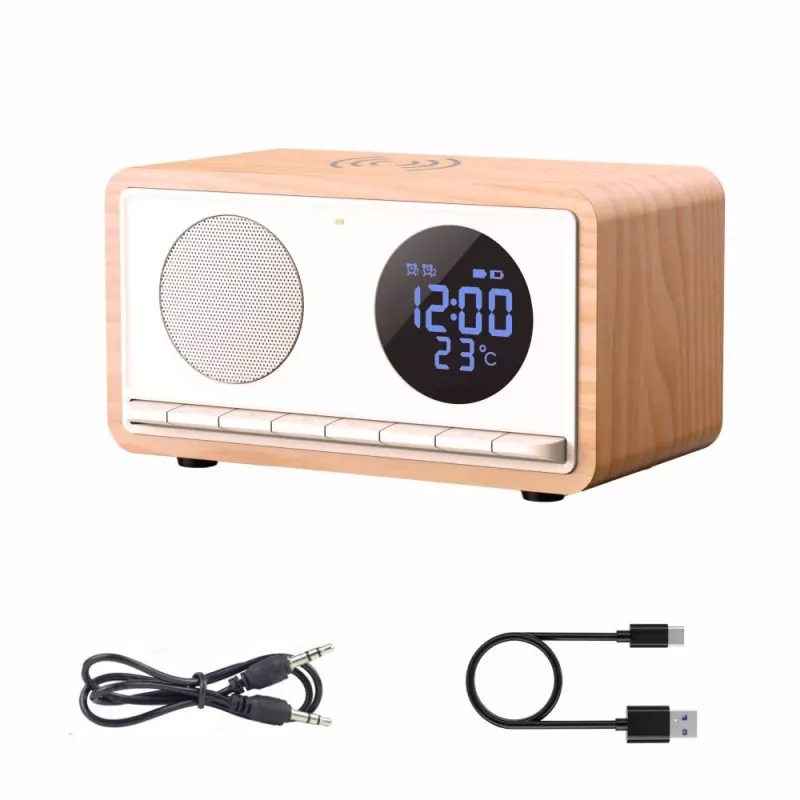 MANTA RDI912W Rimini modinātājpulkstenis ar Bluetooth un bezvadu uzlādi, balts