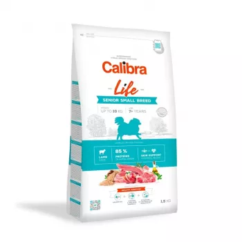 Sausā barība suņiem Calibra Dog Life Senior Small Breed Lamb 1.5 kg — senior formula mazām šķirnēm, 24% olbaltumvielas, 14% tauki