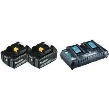 Makita DC18RD - Akumulatora lādētājs + 2x akumulators - Li-Ion - 5 Ah - 90 Wh - saderīgs ar DHR263Z, DHR263ZJ, DHR264Z, DHR264ZJ, DUH651Z, DUR364LZ (197629-2)