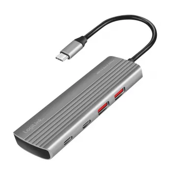 LogiLink USB 3.2 Gen2 Hub 7+1-portu 2x USB-A 5x USB-C PD 100W alumīnija korpuss