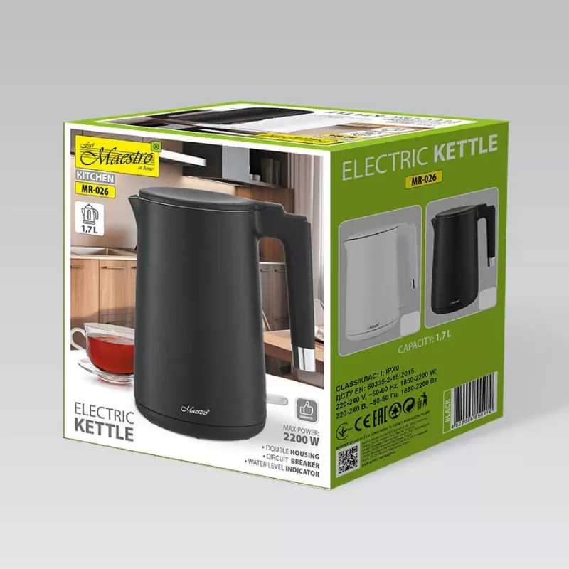 Elektriskā tējkanna 1.7L MR-026-BLACK MAESTRO