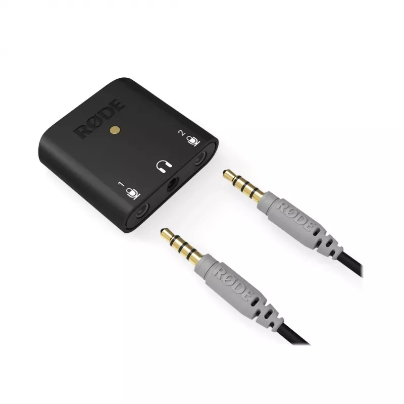RØDE AI-Micro mobilā audio saskarne, 2x 3,5 mm TRS/TRRS ieejas, 3,5 mm austiņu izeja, USB-C, melna