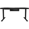 Divmotoru sēdus-stāvus regulējams spēļu galds ar iebūvētu PC korpusu, bezvadu lādētāju, RGB apgaismojumu, vadības paneli un USB portiem, rūdīta stikla virsma, melns