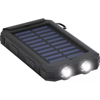 Wentronic goobay Outdoor PowerBank 8,0 - Saules enerģijas banka - Li-Pol - 8000 mAh - 29,6 Wh - 2 A - 2 izvades porti (2 x USB) - ar Micro-USB kabeli - Melna (49216)