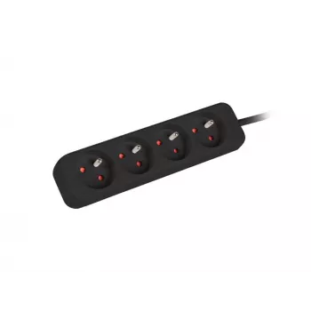 Pagarinātājs Lanberg PS0-04E-0100-IEC-BK 1m 4 AC kontaktligzdas 10A Melns Iekštelpām