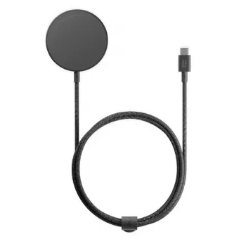 Bezvadu statīva lādētājs native union Snapstand Qi2 USB 1.5 m kabelis Melns