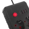 Pagarinātājs MACLEAN MCE387 B — 2 kontaktligzdas, 3×USB A, 110–240V, 1,5 m vads, max 2500W
