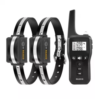 Rojeco PD529 1000m Suņu apmācības kaklasiksna ar 2 kaklasiksnām (melnā)