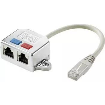 Renkforce RJ45 tīkla T-adapteris CAT 6 [2x RJ45 ligzda - 1x RJ45 spraudnis] 15.00 cm metāls (RF-4538138)
