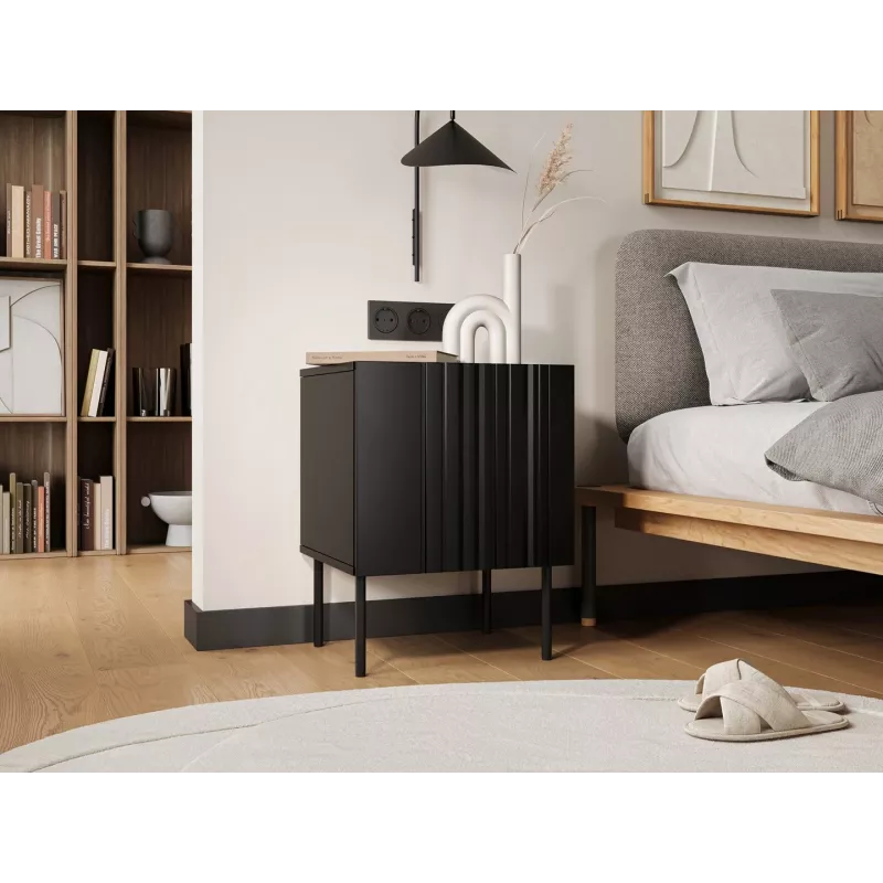 Naktsgaldiņu komplekts 2 gab. Cama Meble ISLA 44,5×40×59 cm matēts melns MDF/skaidu plātne