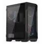 KRUX Heko KRXD001 Midi Tower korpuss datoram, ATX/micro-ATX/mini-ITX, caurspīdīgs sānu panelis, ARGB, 4x 120 mm ventilatori, videokarte līdz 34 cm, dzesētājs līdz 165 mm, melns