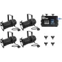 Eurolite komplekts 4x PAR-30 Spot Black dim2warm + EDX-4 DMX RDM LED dimmeru bloks