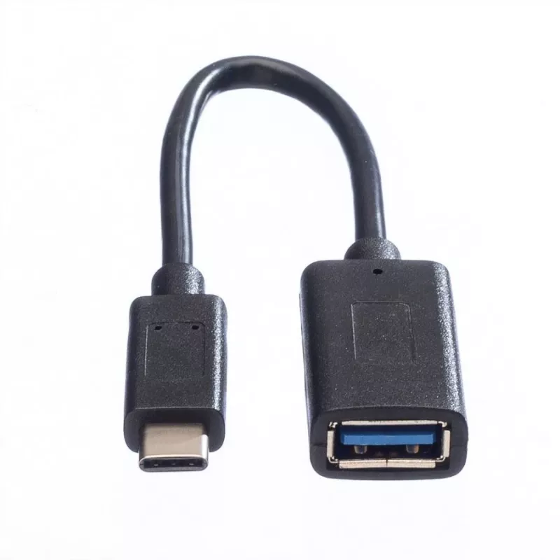 VALUE USB 3.1 C-A M/F adaptera kabelis, 0.15 m, melns