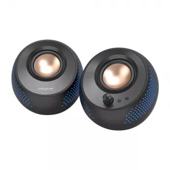 CREATIVE Pebble X 2.0 datora skaļruņi ar USB-C, regulējamu RGB apgaismojumu, Bluetooth 5.3, USB audio, līdz 15 W RMS jaudai, PC un Mac