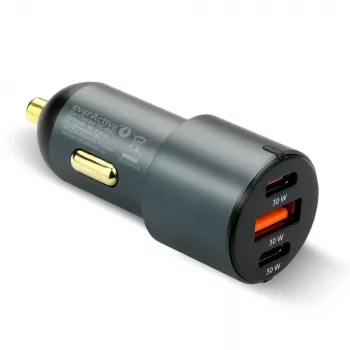 Auto lādētājs everActive CC-40Q QC3.0 60W, USB auto barošanas adapteris mobilo ierīču uzlādei