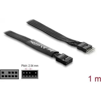 Paralēlais kabelis DELOCK 86059, 1 m, 9-pin (DB9) uz 9-pin (DB9), melns